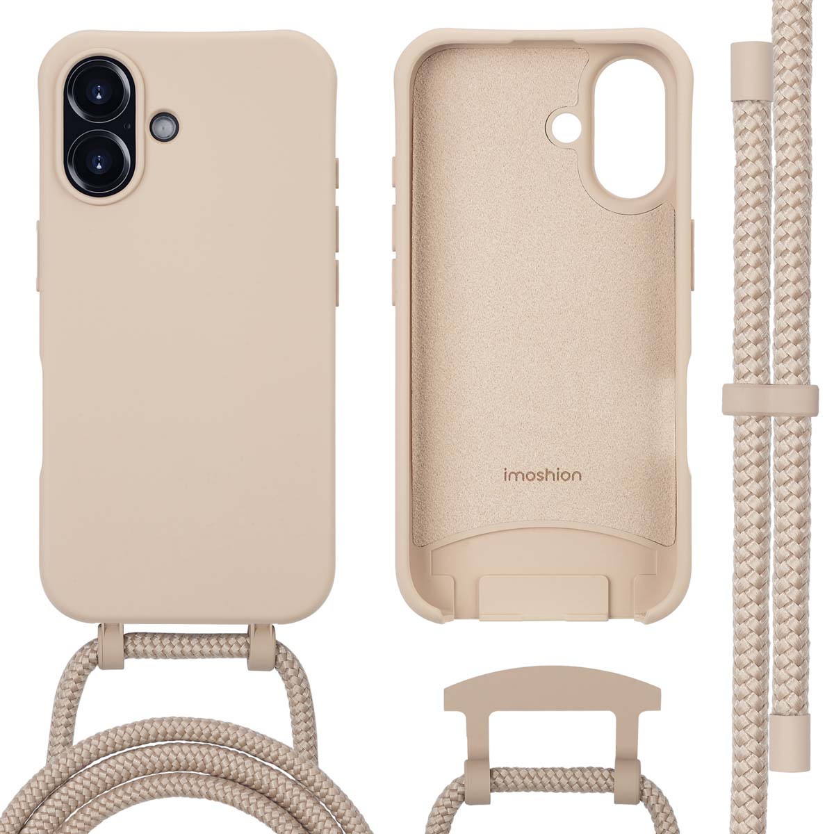 imoshion Coque arrière Color avec cordon amovible et MagSafe Apple iPhone 16 - Nude
