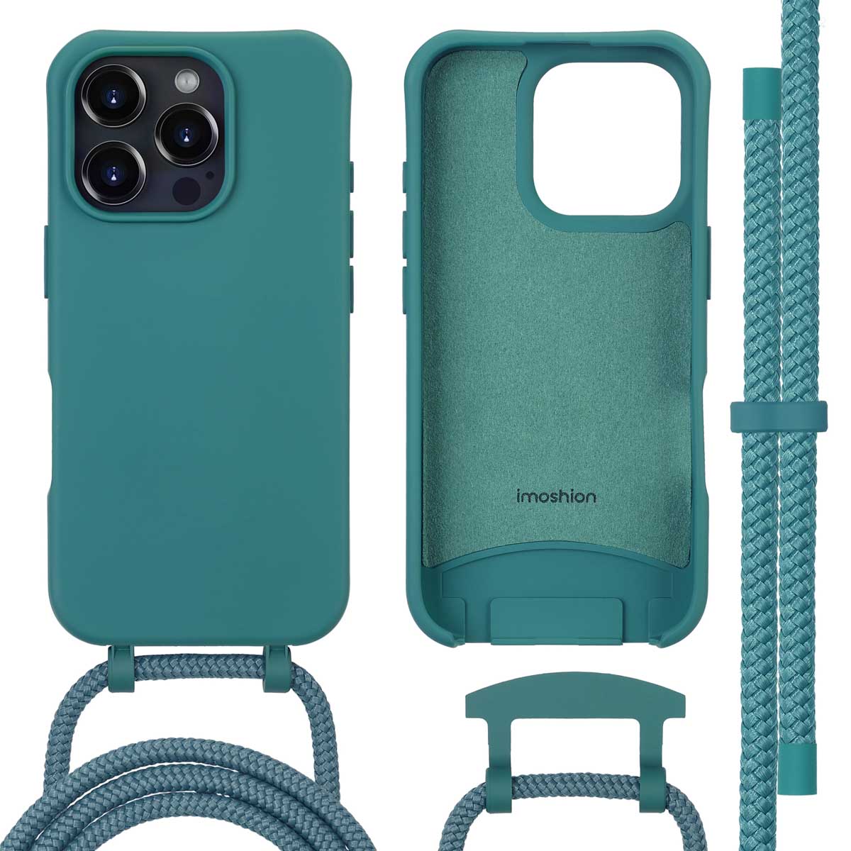 imoshion Coque arrière Color avec cordon amovible et MagSafe Apple iPhone 16 Pro Max - Vert foncé
