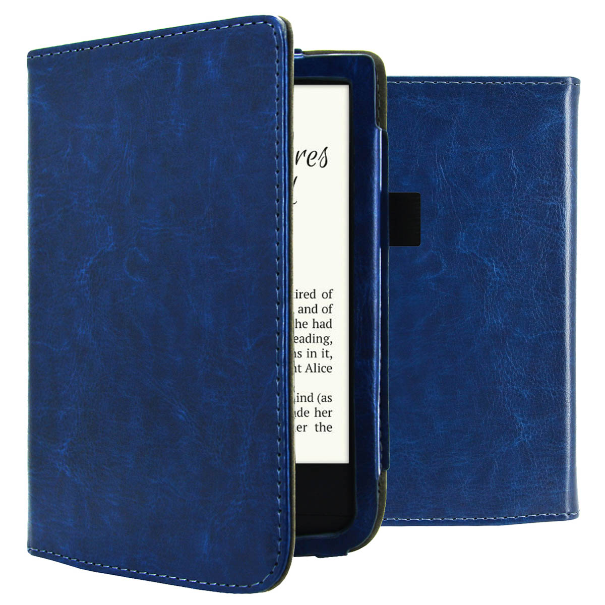 imoshion Vegan Leather Bookcase voor de Pocketbook Touch Lux 5 / HD 3 / Basic Lux 4 / Vivlio Lux 5 - Donkerblauw