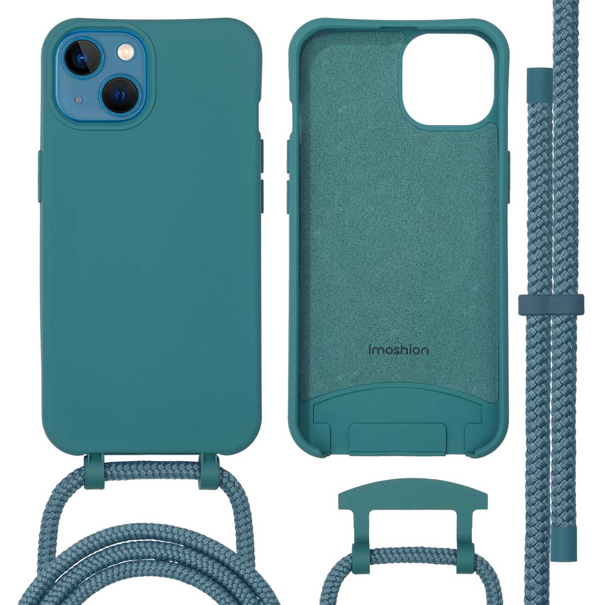 imoshion Coque arrière Color avec cordon amovible et MagSafe Apple iPhone 13 - Vert foncé