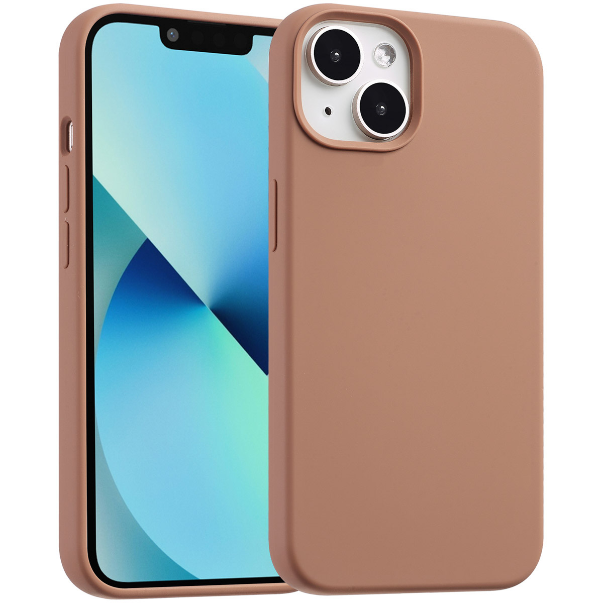 Accezz Liquid Silicone Backcover met MagSafe voor de Apple iPhone 13 Mini - Lichtbruin
