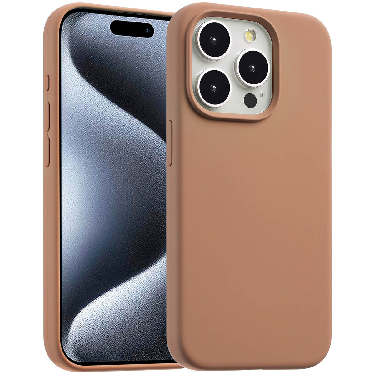 Accezz Coque Liquid Silicone avec MagSafe Apple iPhone 15 Pro Max - Marron clair
