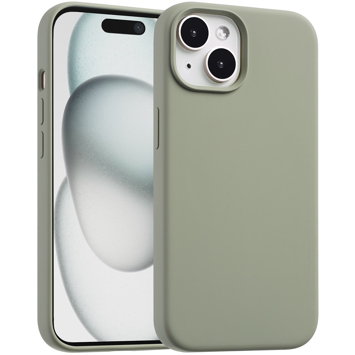 Accezz Liquid Silicone Backcover met MagSafe voor de Apple iPhone 15 - Cooper Green