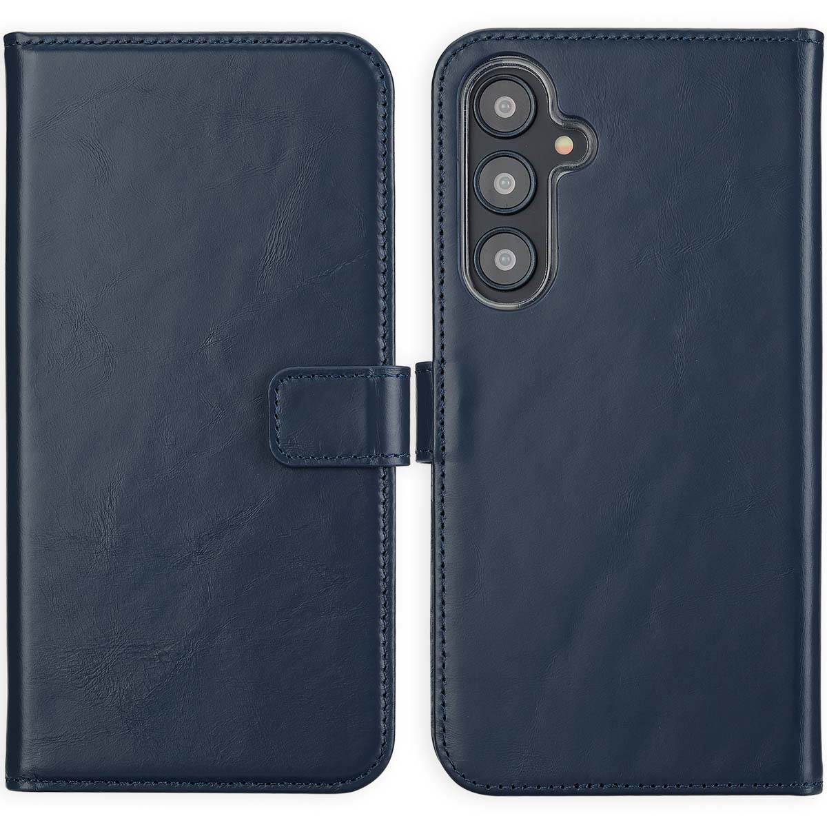 Selencia Echt Leren Bookcase voor de Samsung Galaxy S24 FE - Blauw