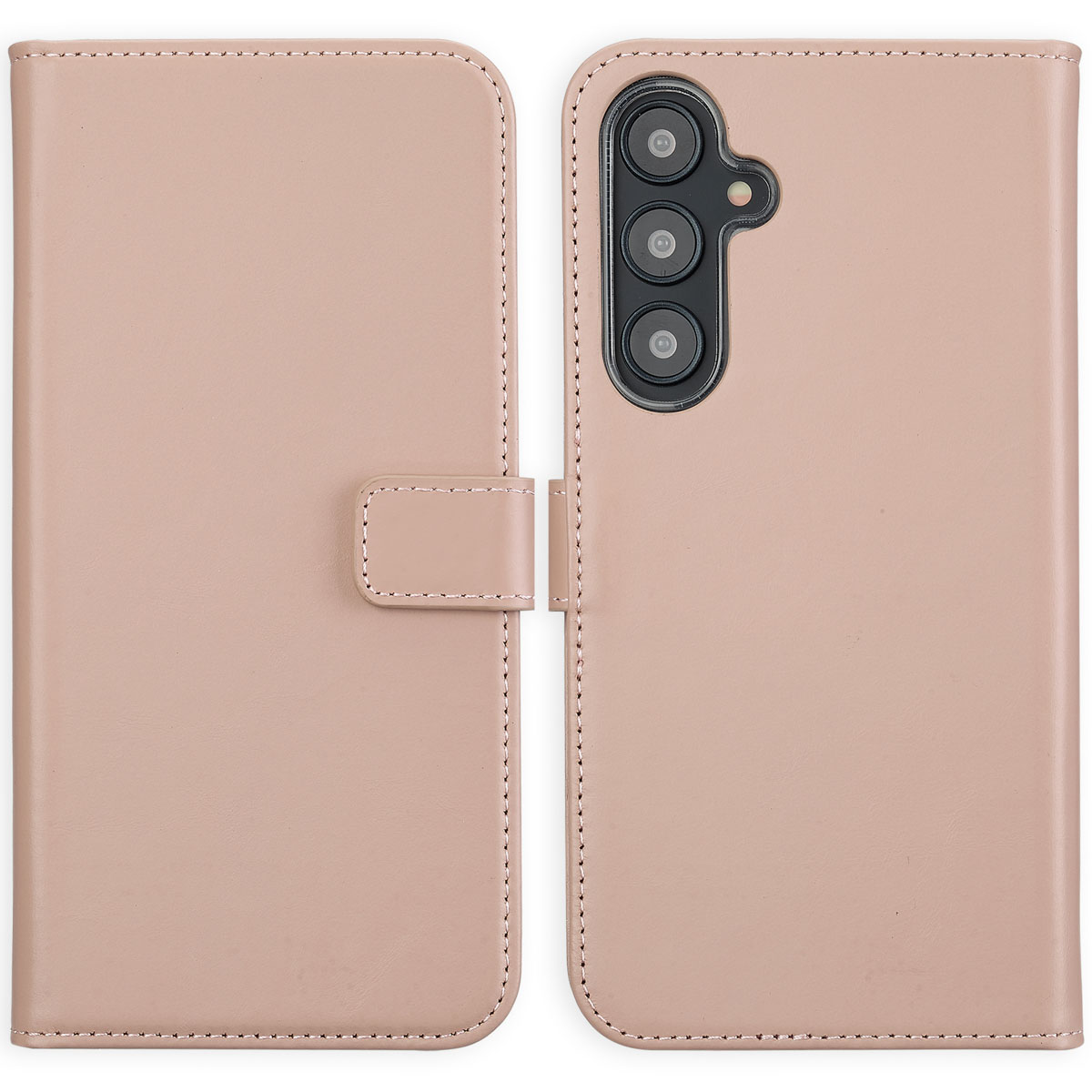 Selencia Echt Leren Bookcase voor de Samsung Galaxy S24 FE - Dusty Pink