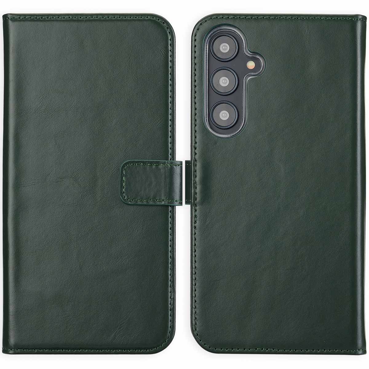 Selencia Echt Leren Bookcase voor de Samsung Galaxy S24 FE - Groen