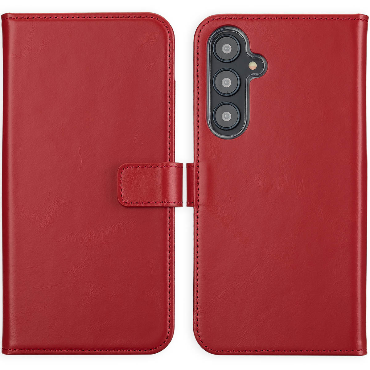 Selencia Echt Leren Bookcase voor de Samsung Galaxy S24 FE - Rood