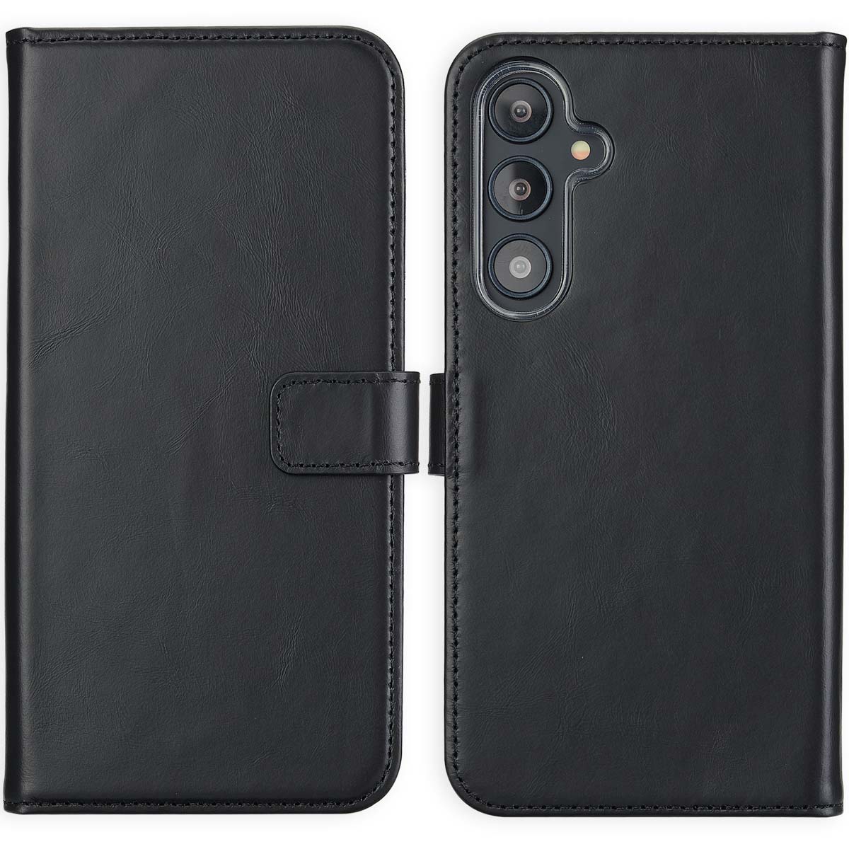 Selencia Echt Leren Bookcase voor de Samsung Galaxy S24 FE - Zwart