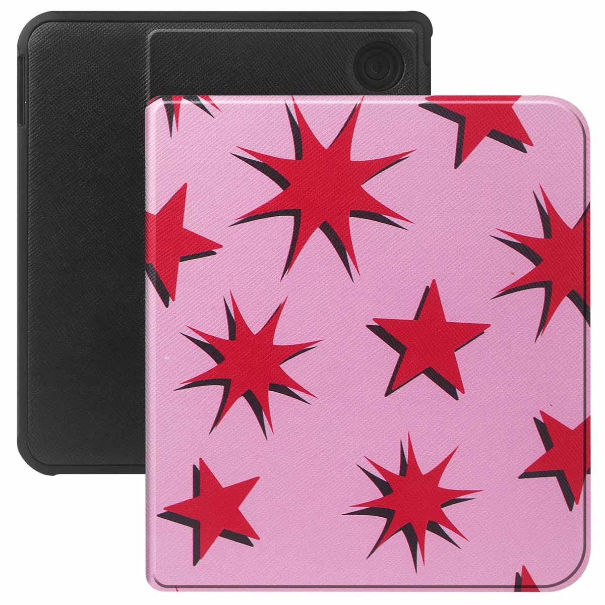 Selencia Vivid Bookcase voor de Kobo Libra Colour / Libra 2 - Stars Rubine Red Light Pink