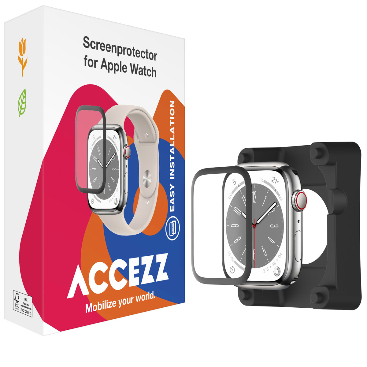 Accezz Screenprotector met applicator voor de Apple Watch Series 10 / 11 - 46 mm