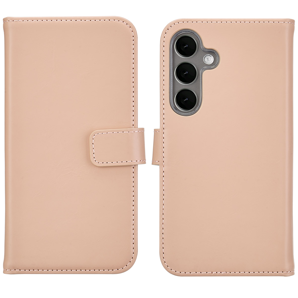 Selencia Echt Leren Bookcase voor de Samsung Galaxy S25 Plus - Dusty Pink