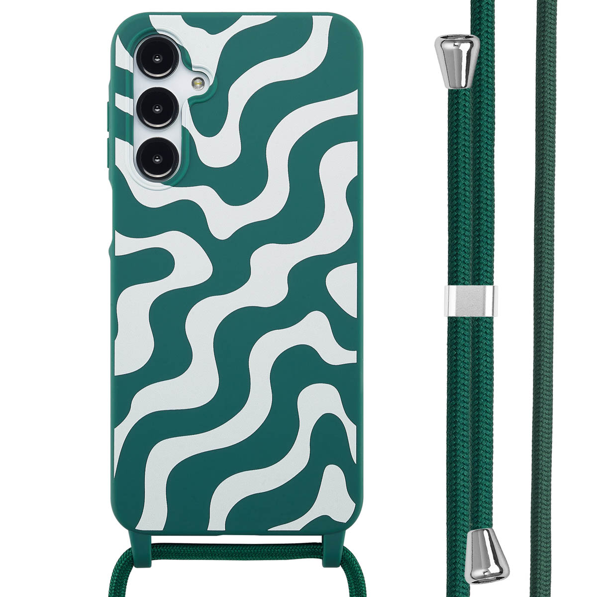 imoshion Siliconen design hoesje met koord voor de Samsung Galaxy A16 - Petrol Green Groovy