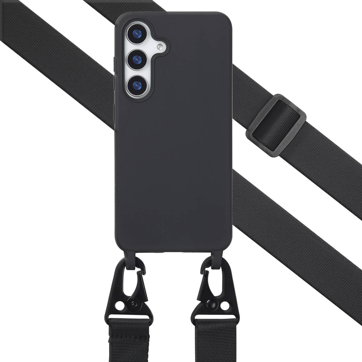 Selencia Coque silicone avec cordon amovible Samsung Galaxy S25 Plus - Noir