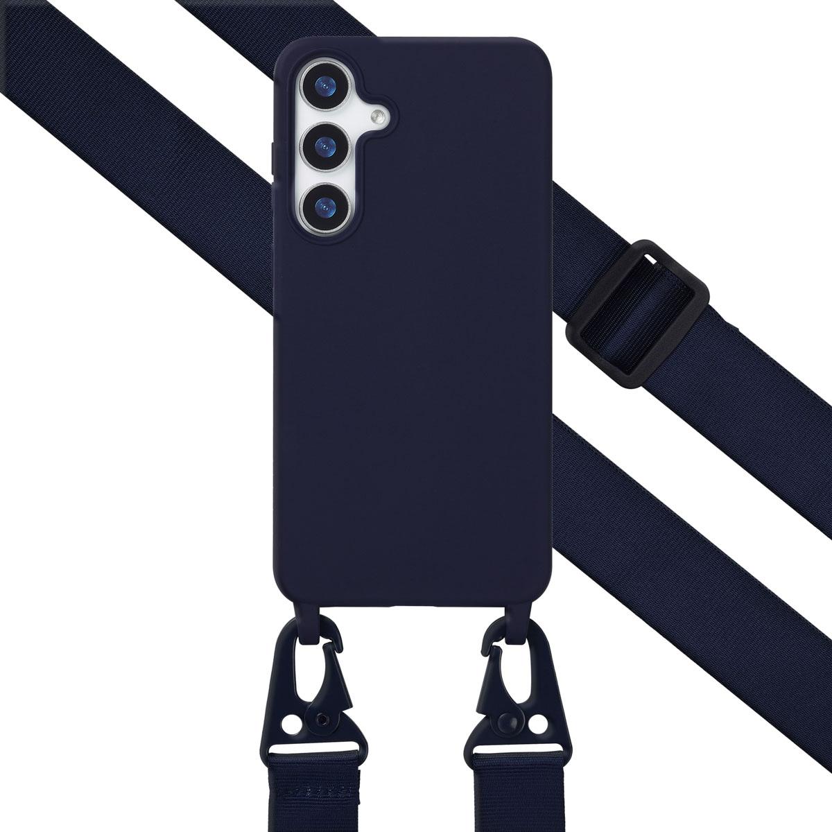 Selencia Coque silicone avec cordon amovible Samsung Galaxy S25 Plus - Bleu foncé