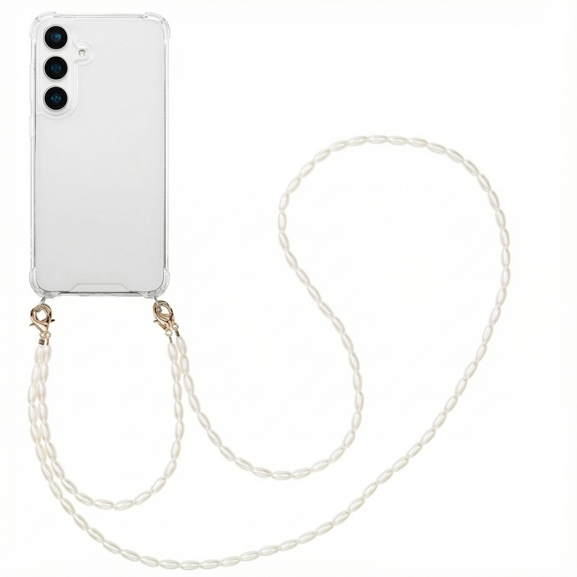 imoshion Backcover met koord + armband - Parels voor de Samsung Galaxy S25 - Transparant