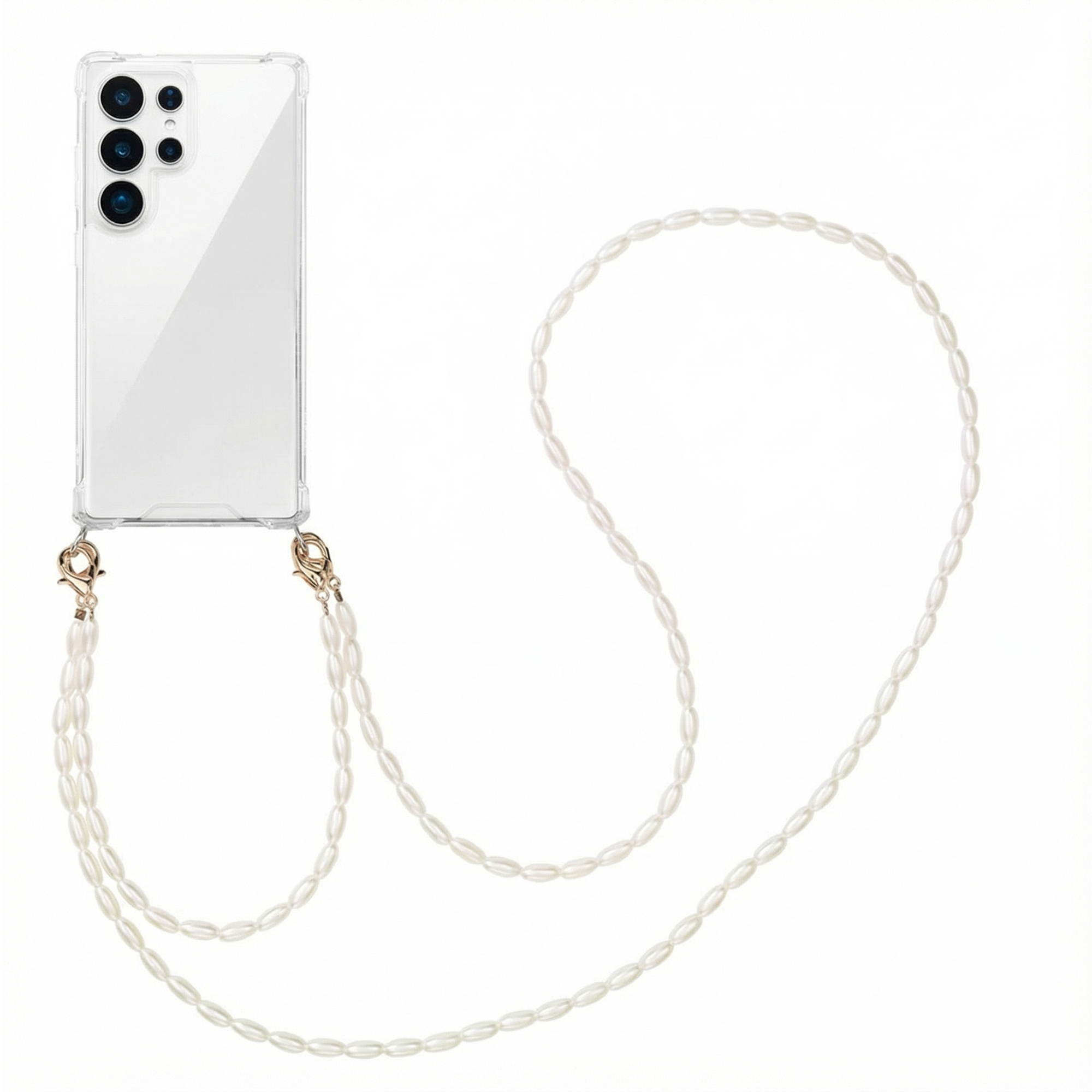 imoshion Backcover met koord + armband - Parels voor de Samsung Galaxy S25 Ultra - Transparant