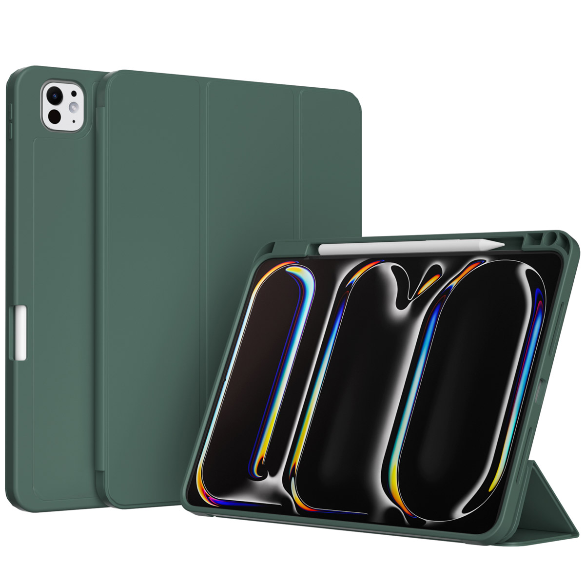 Accezz Smart Silicone Bookcase voor de Apple iPad Pro 13 (2025) M5 / (2024) M4 - Donkergroen