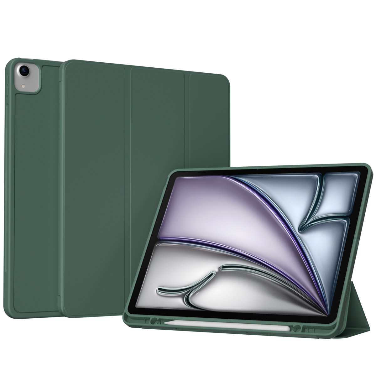Accezz Smart Silicone Bookcase voor de Apple iPad Air 13 inch (2026) M4 / (2025) M3 / (2024) M2 - Donkergroen