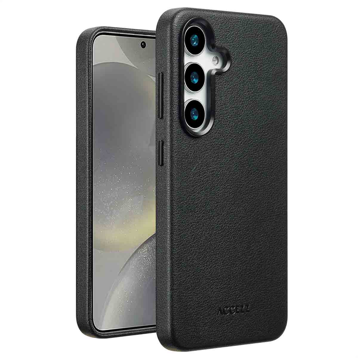 Accezz MagSafe Leather Backcover voor de Samsung Galaxy S25 - Onyx Black