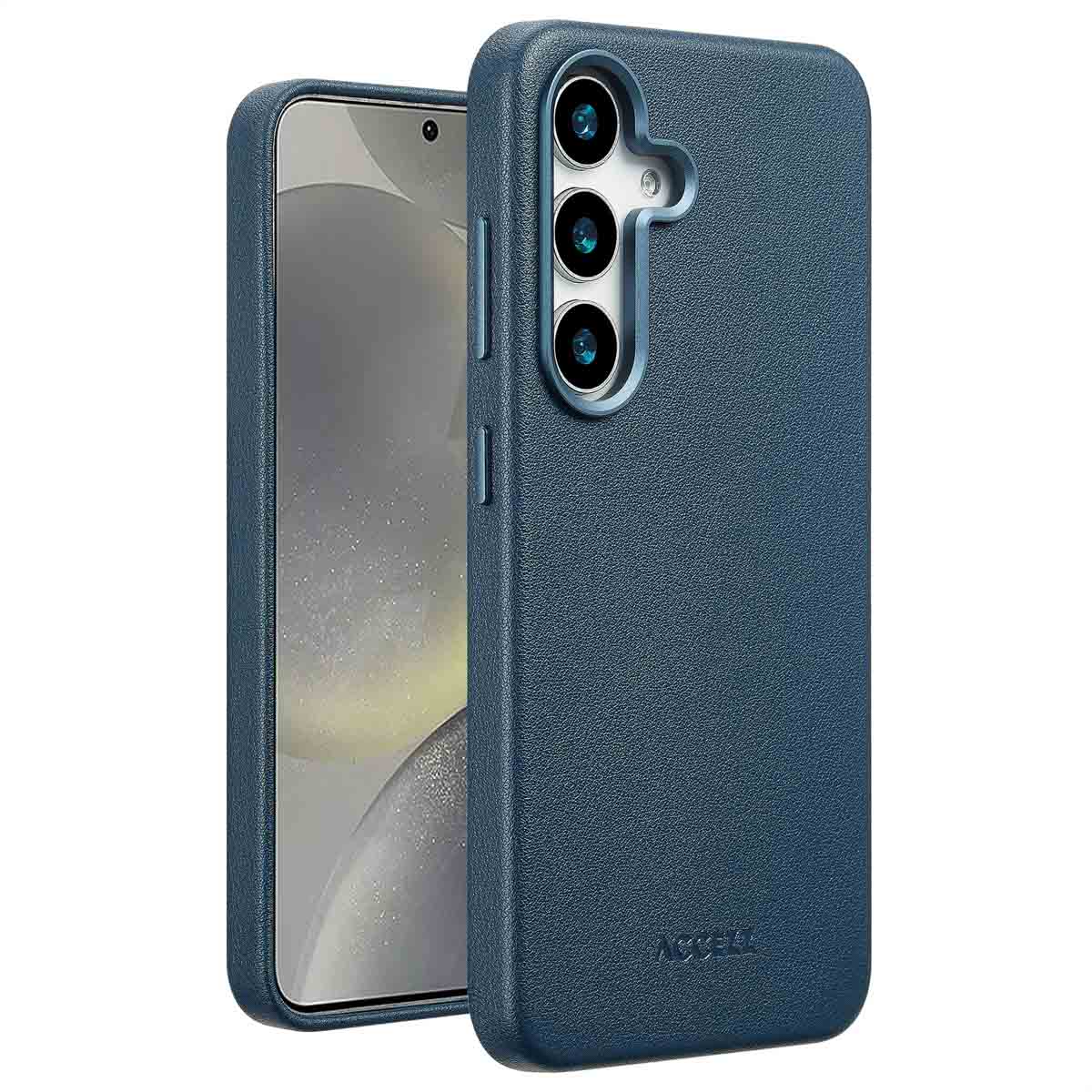 Accezz MagSafe Leather Backcover voor de Samsung Galaxy S25 - Nightfall Blue