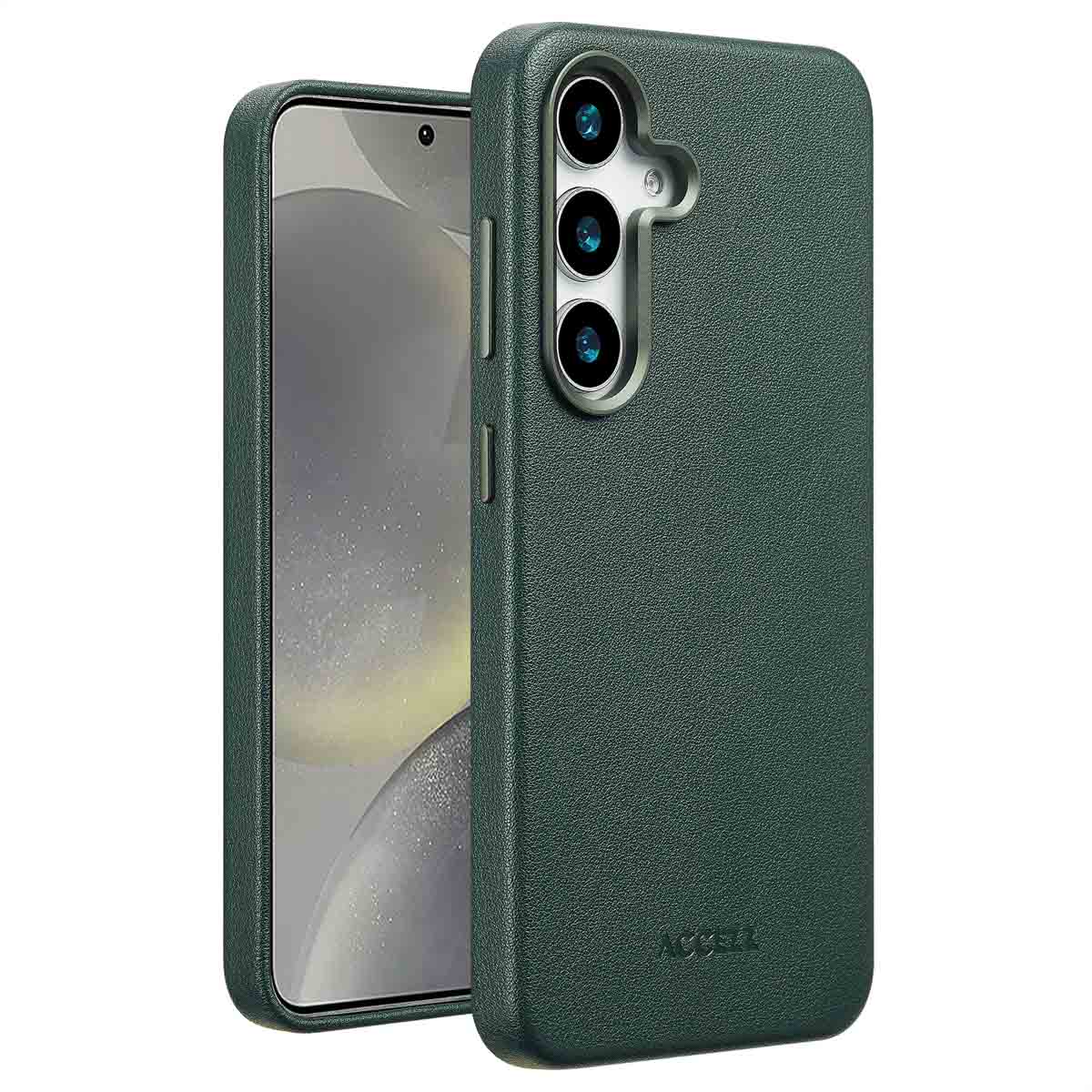 Accezz MagSafe Leather Backcover voor de Samsung Galaxy S25 - Cedar Green