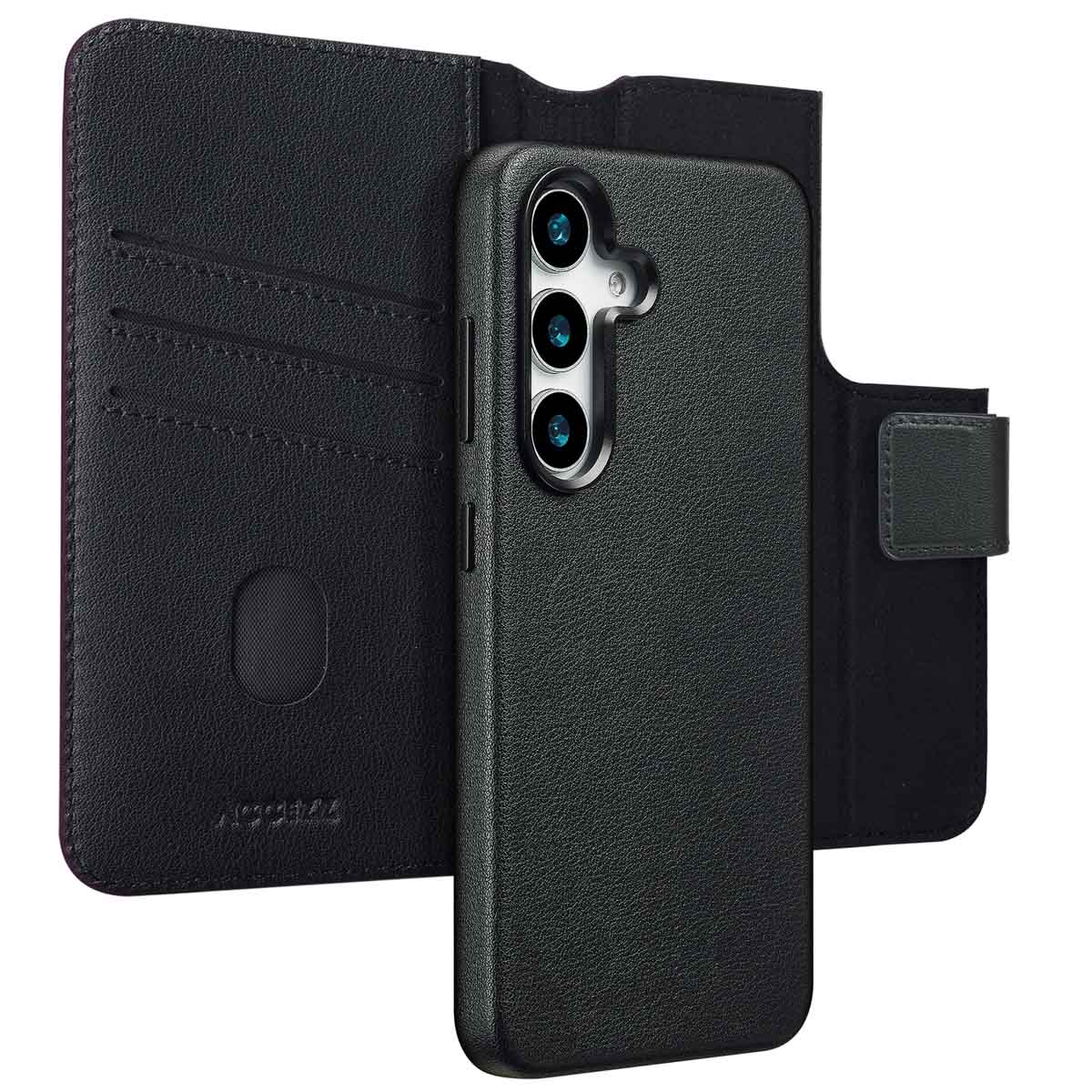 Accezz Leather Bookcase 2-in-1 met MagSafe voor de Samsung Galaxy S25 - Onyx Black