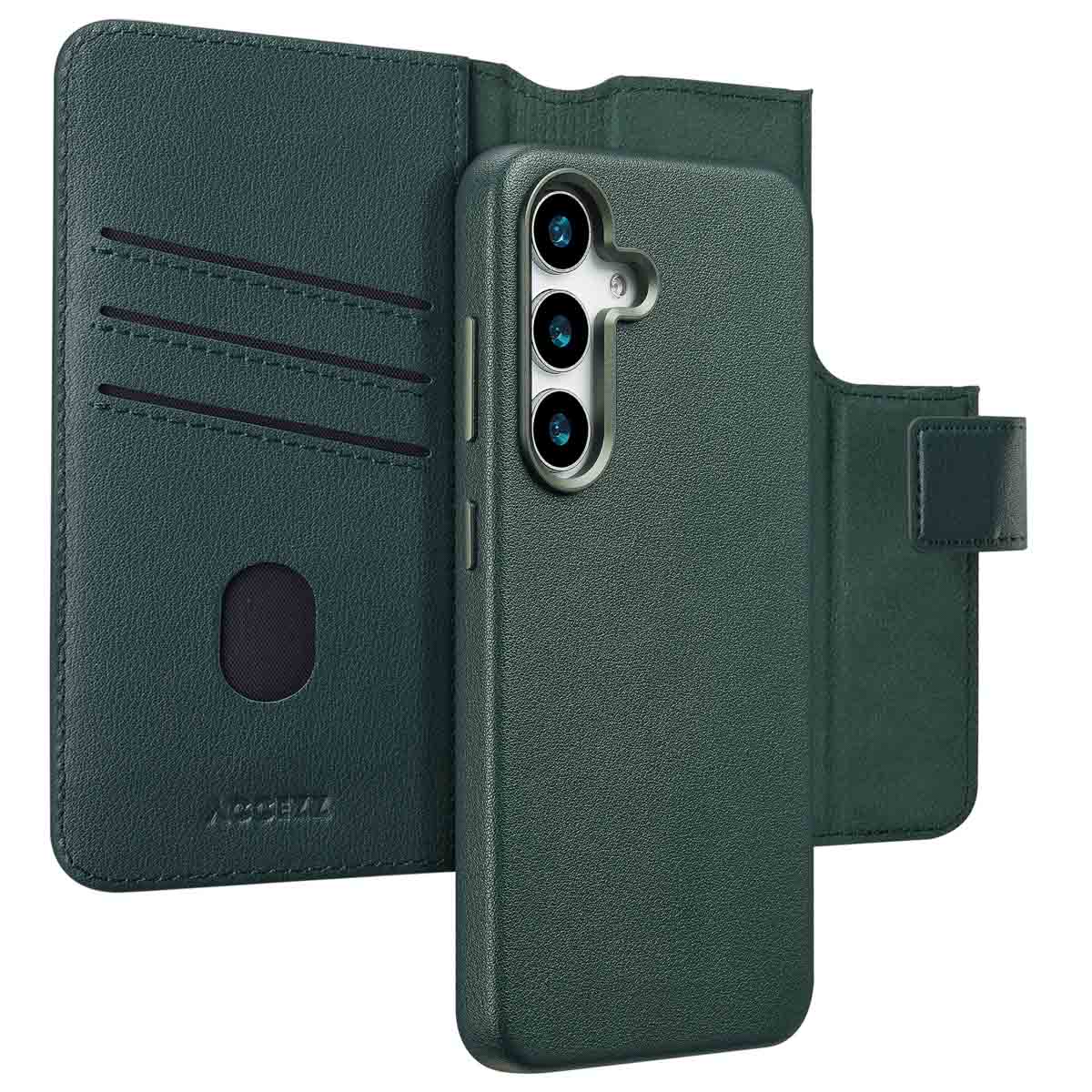 Accezz Leather Bookcase 2-in-1 met MagSafe voor de Samsung Galaxy S25 - Cedar Green