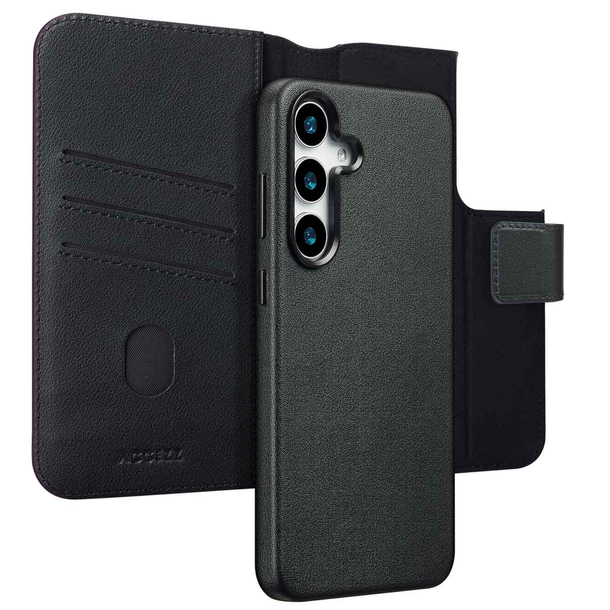 Accezz Leather Bookcase 2-in-1 met MagSafe voor de Samsung Galaxy S25 Plus - Onyx Black