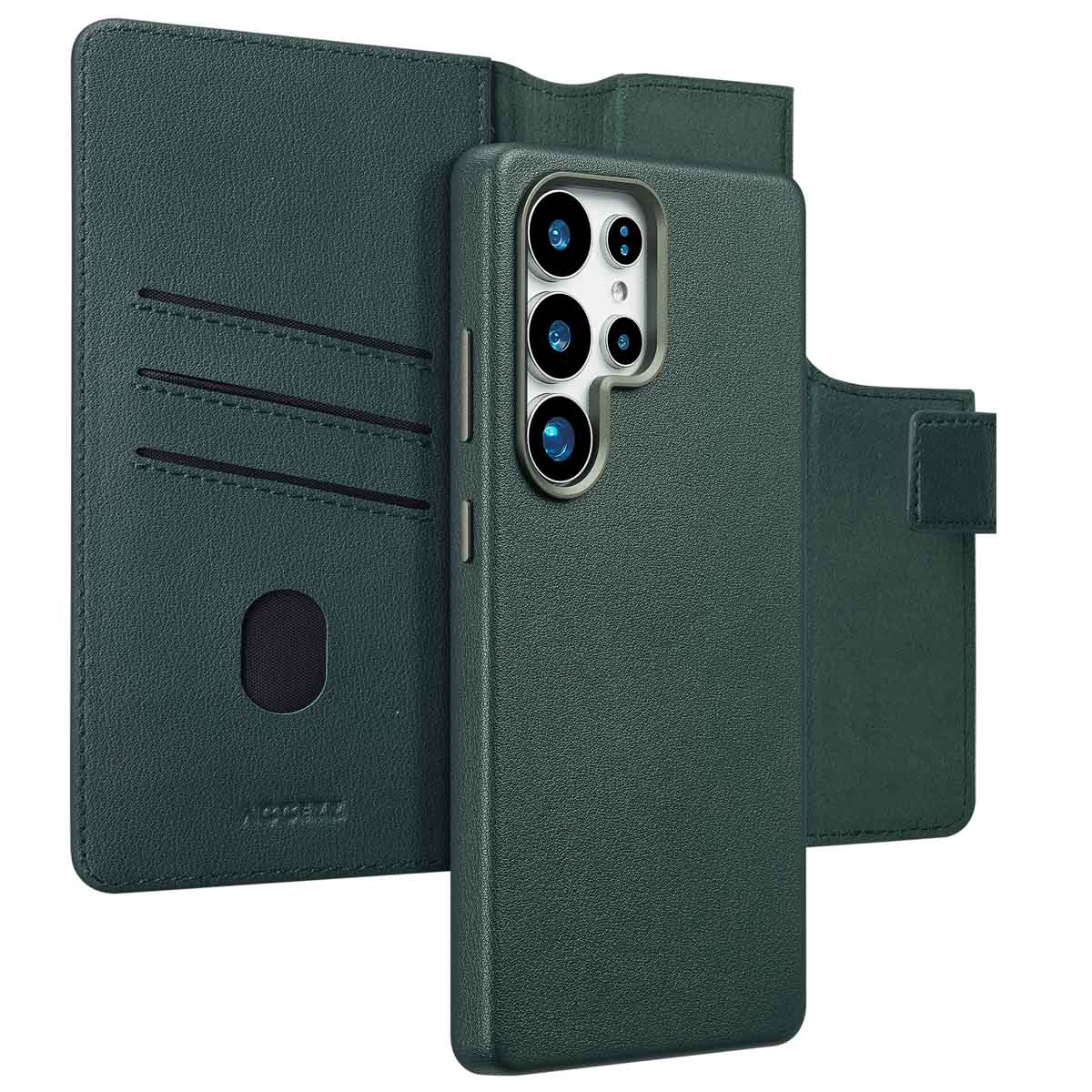 Accezz Leather Bookcase 2-in-1 met MagSafe voor de Samsung Galaxy S25 Ultra - Cedar Green