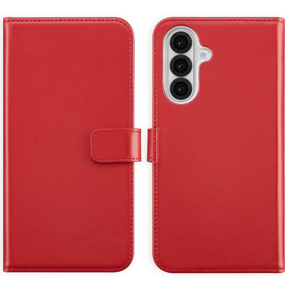 Selencia Echt Leren Bookcase voor de Samsung Galaxy A36 / A56 - Rood