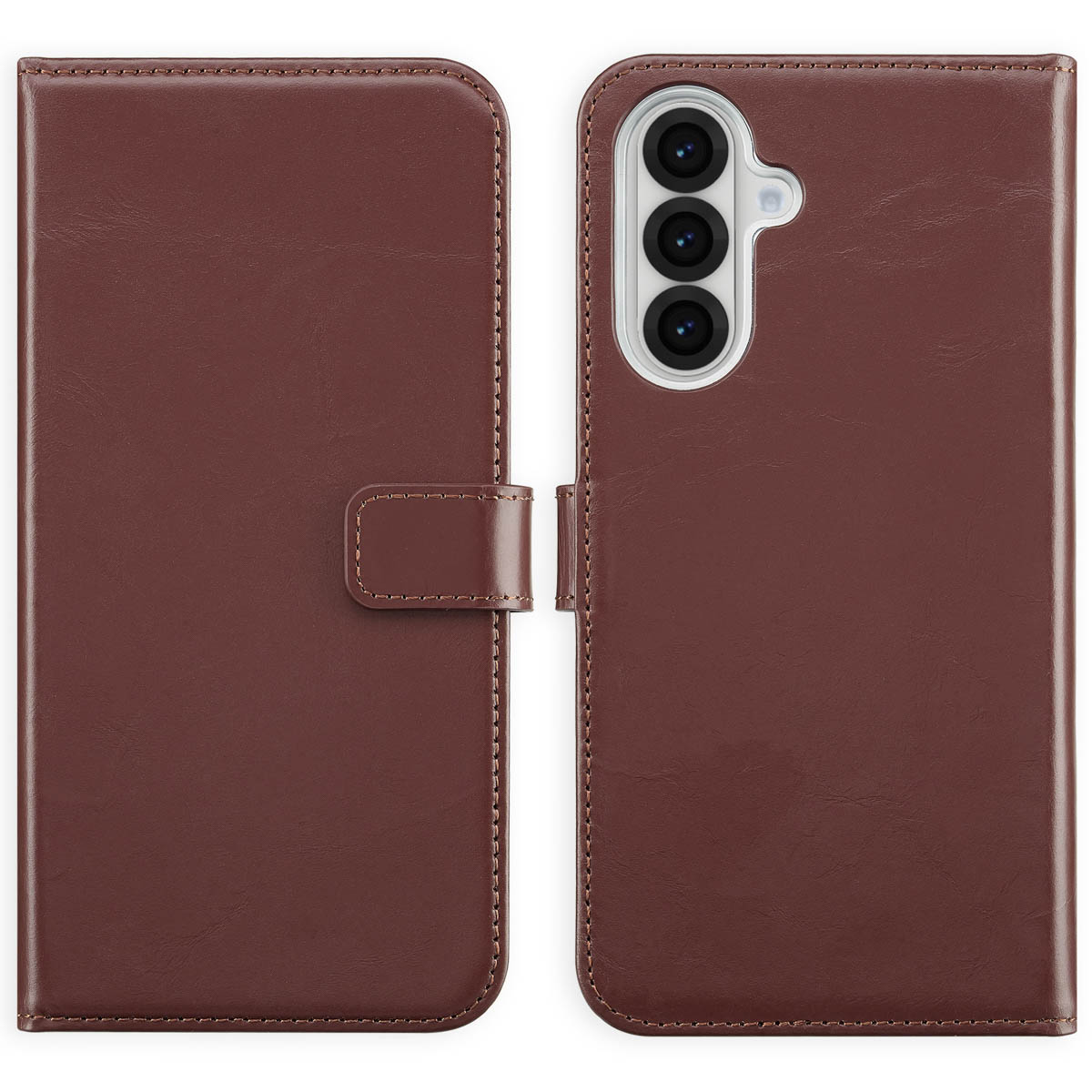 Selencia Echt Leren Bookcase voor de Samsung Galaxy A36 / A56 - Bruin