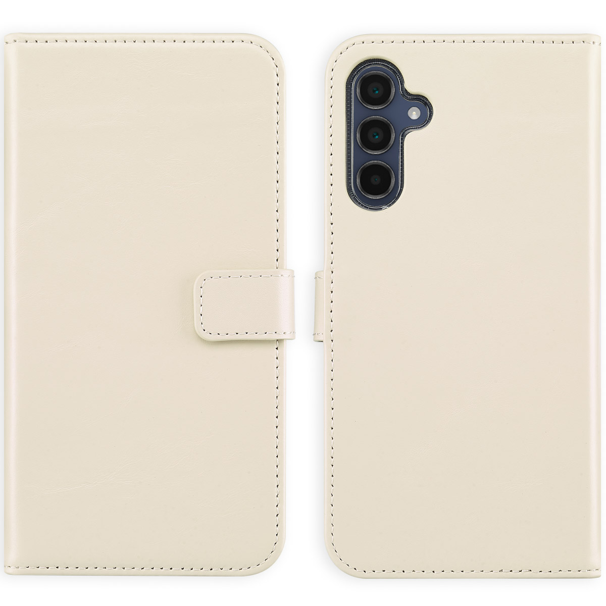 Selencia Echt Leren Bookcase voor de Samsung Galaxy A15 (5G) - Greige