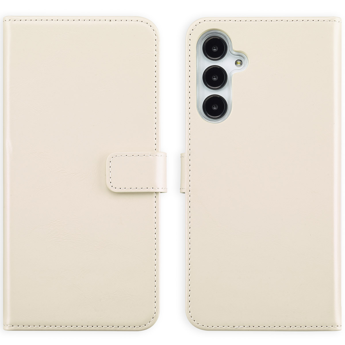 Selencia Echt Leren Bookcase voor de Samsung Galaxy A16 - Greige
