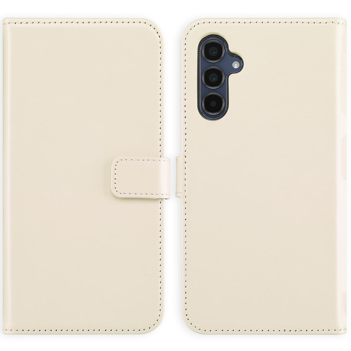 Selencia Echt Leren Bookcase voor de Samsung Galaxy A34 (5G) - Greige