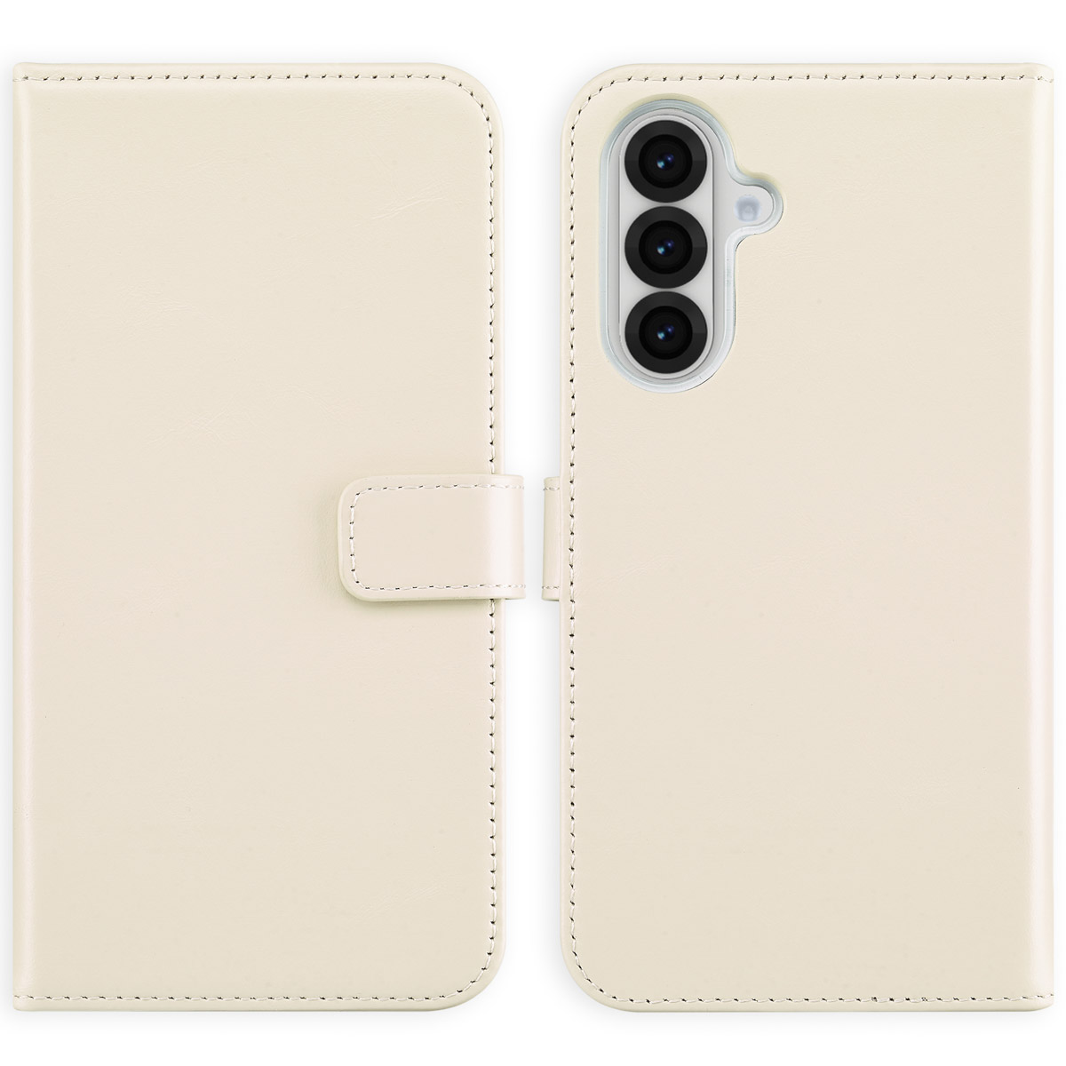 Selencia Echt Leren Bookcase voor de Samsung Galaxy A36 - Greige