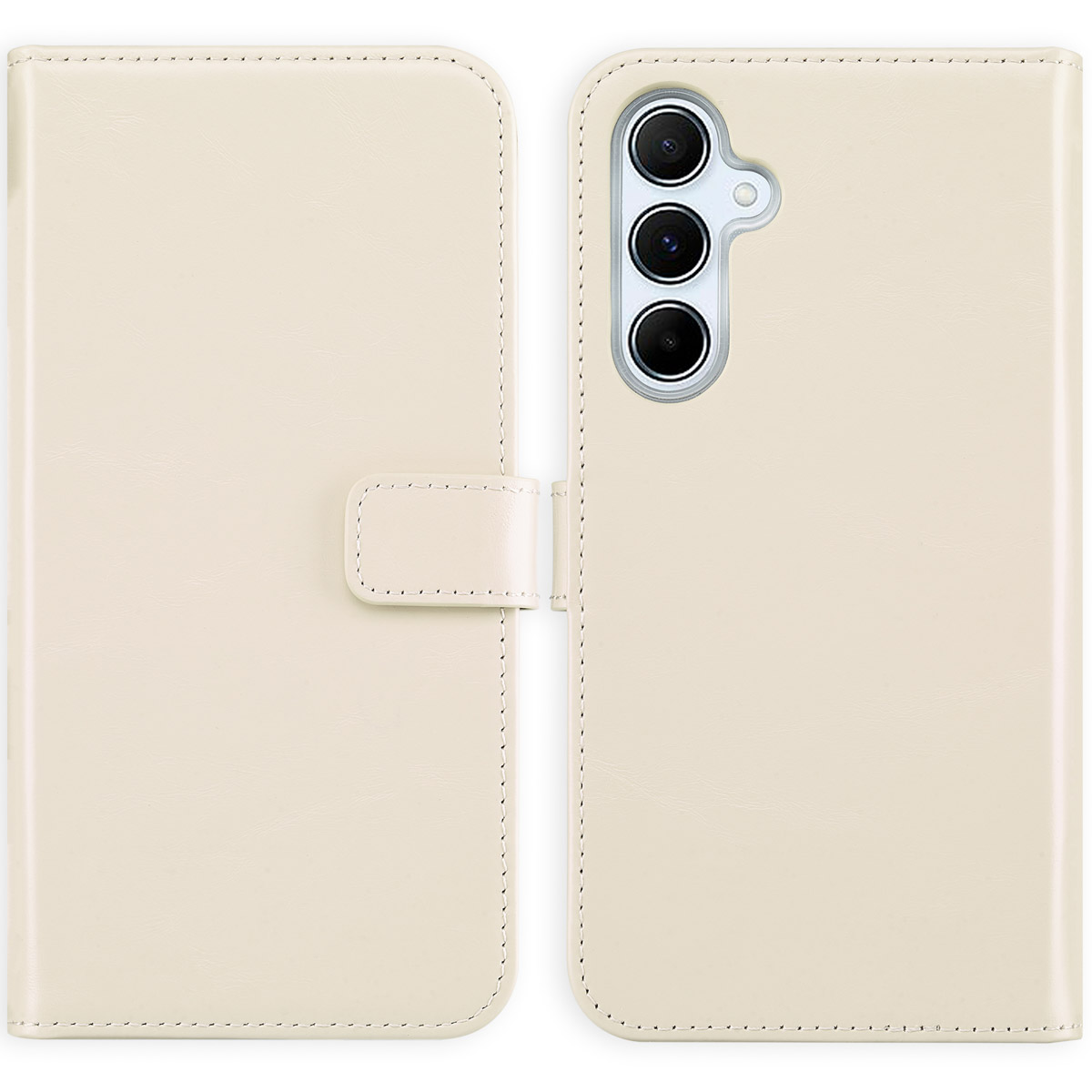 Selencia Echt Leren Bookcase voor de Samsung Galaxy A55 - Greige