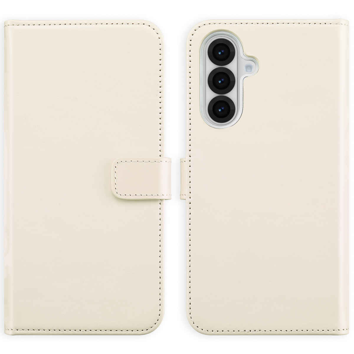 Selencia Echt Leren Bookcase voor de Samsung Galaxy A36 / A56 - Greige