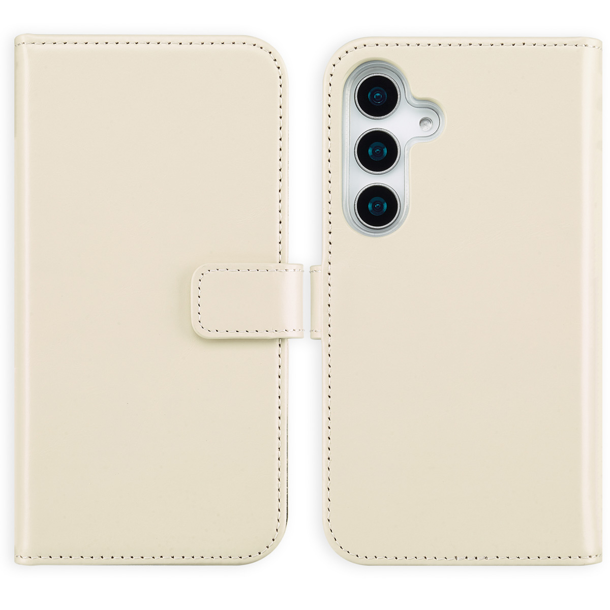 Selencia Echt Leren Bookcase voor de Samsung Galaxy S25 - Greige