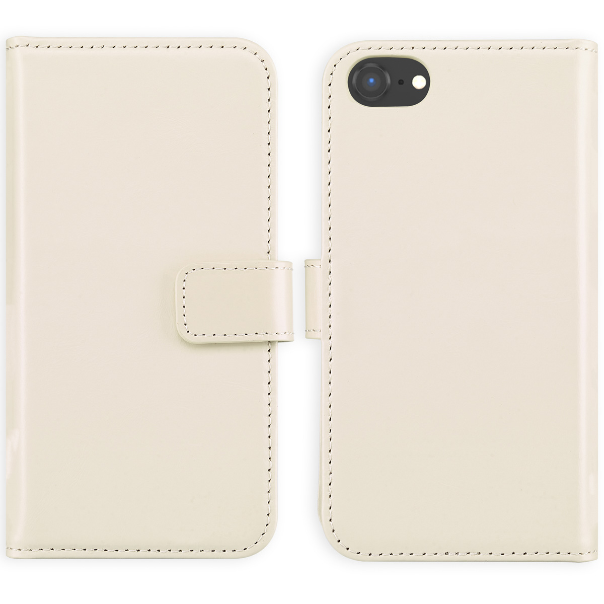 Selencia Echt Leren Bookcase voor de Apple iPhone SE (2022 / 2020) / 8 / 7 - Greige
