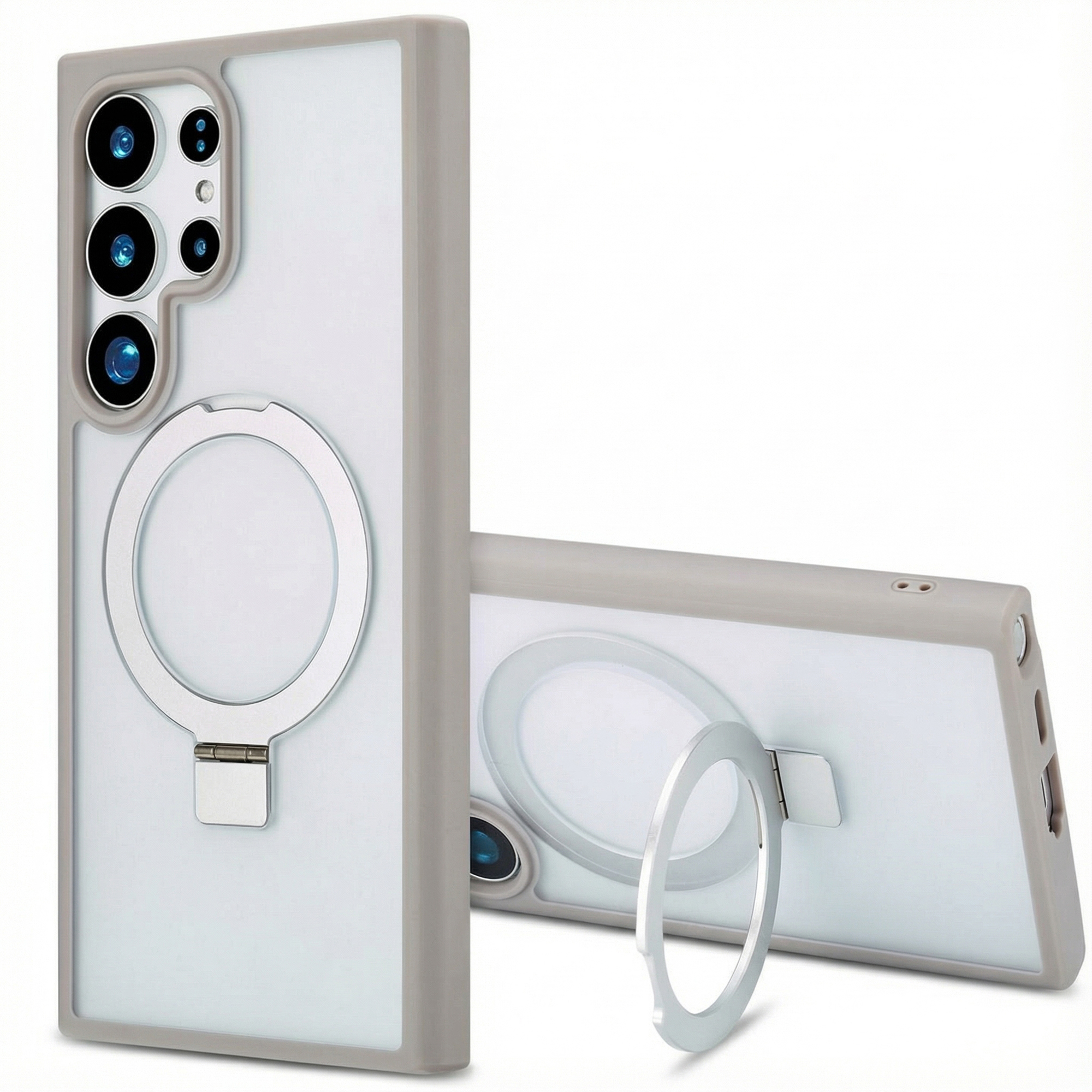 Accezz Coque Ring Stand avec MagSafe Samsung Galaxy S24 Ultra - Gris