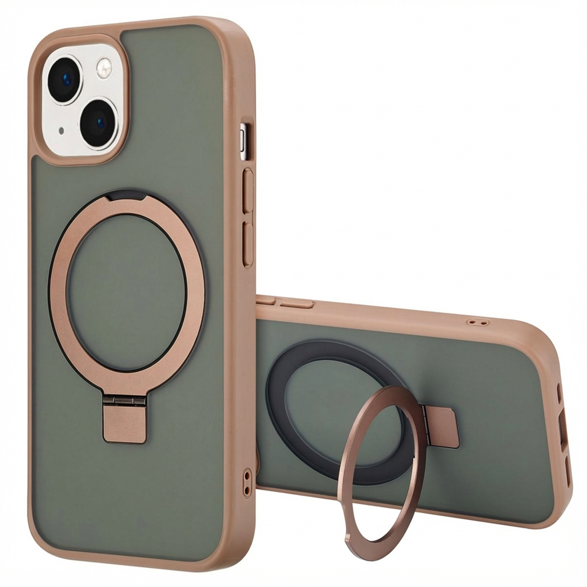 Accezz Ring Stand Backcover met MagSafe voor de Apple iPhone 15 - Bruin