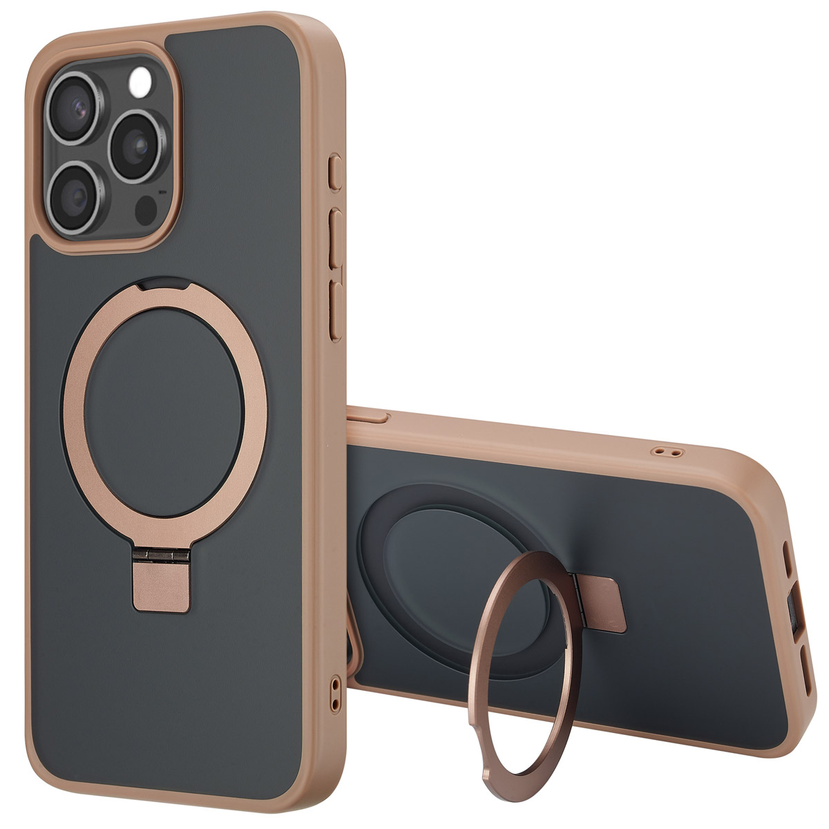 Accezz Ring Stand Backcover met MagSafe voor de Apple iPhone 15 Pro Max - Bruin