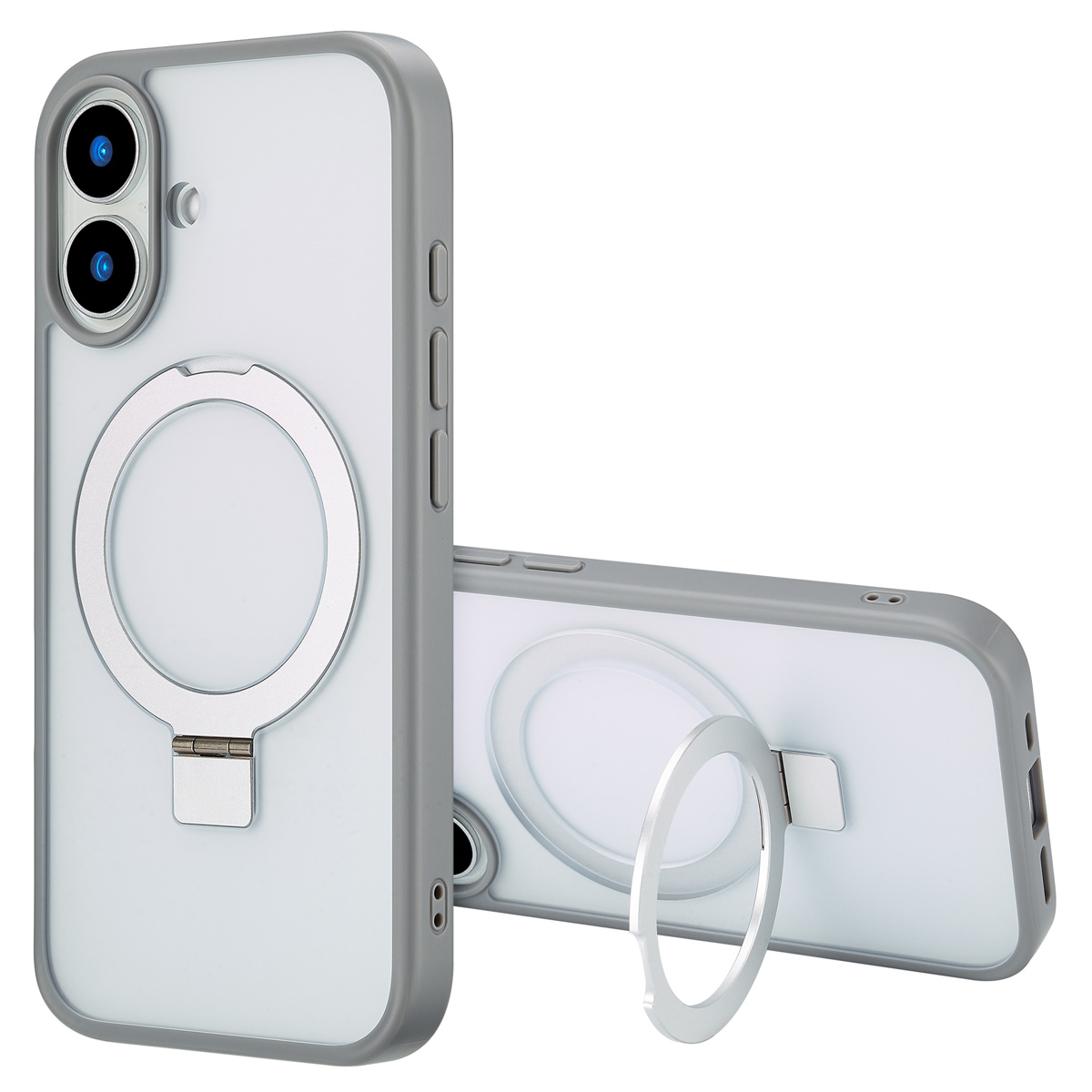 Accezz Ring Stand Backcover met MagSafe voor de Apple iPhone 16 - Grijs