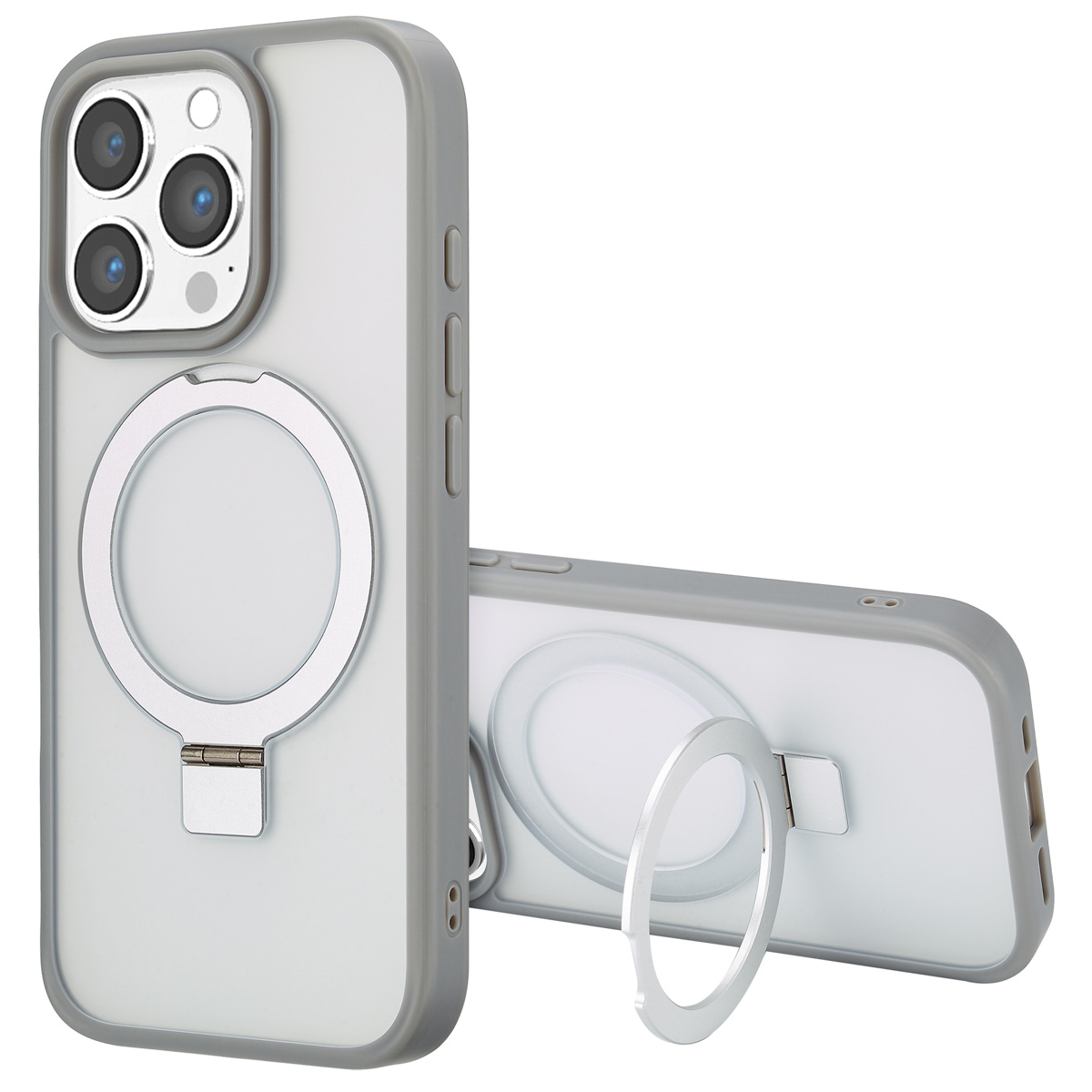 Accezz Coque Ring Stand avec MagSafe Apple iPhone 16 Pro - Gris