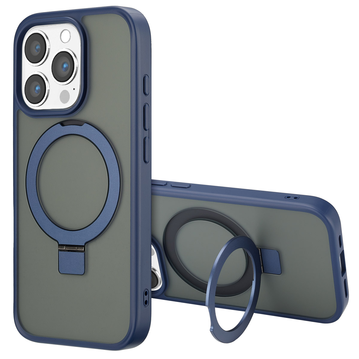 Accezz Coque Ring Stand avec MagSafe Apple iPhone 16 Pro - Bleu