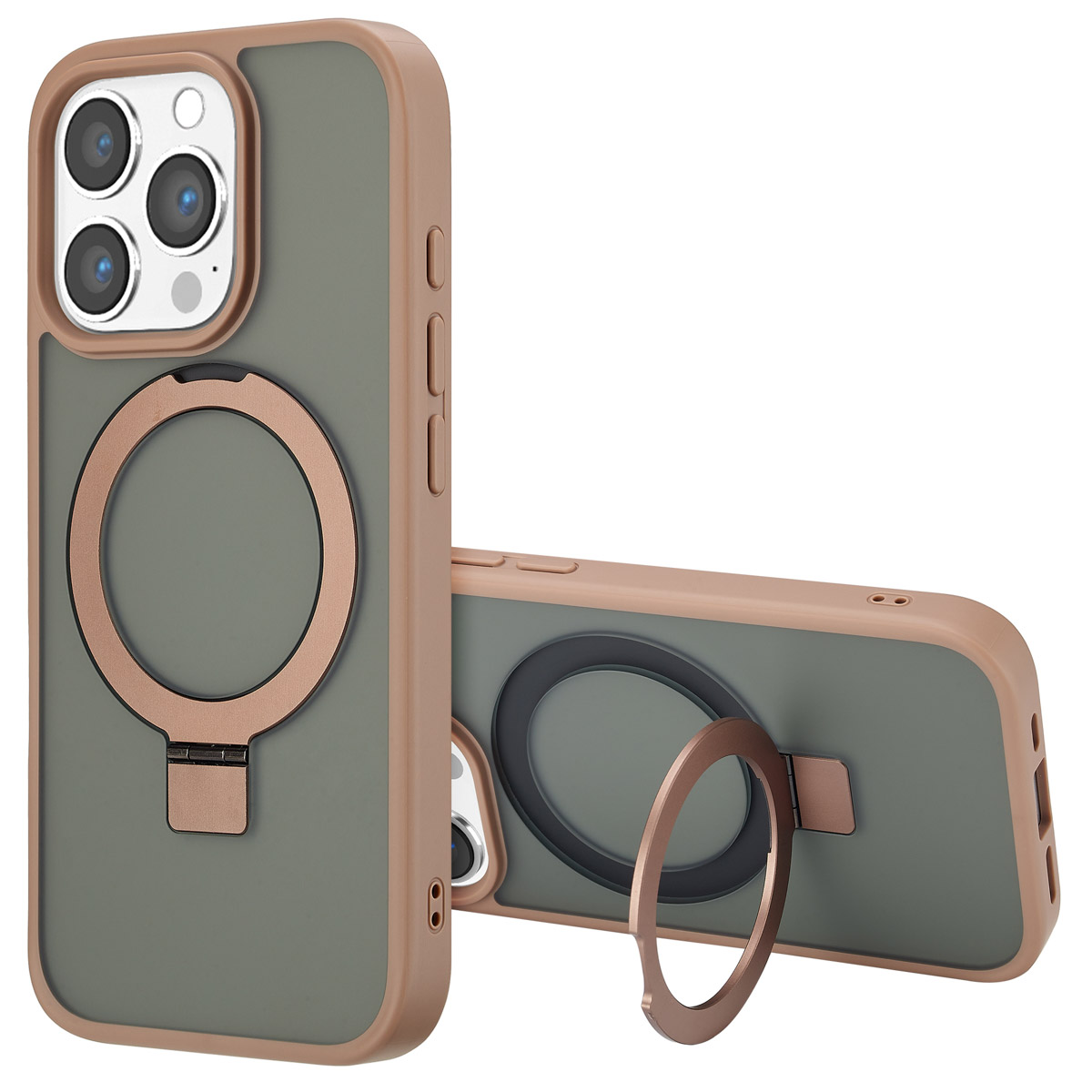 Accezz Coque Ring Stand avec MagSafe Apple iPhone 16 Pro - Marron