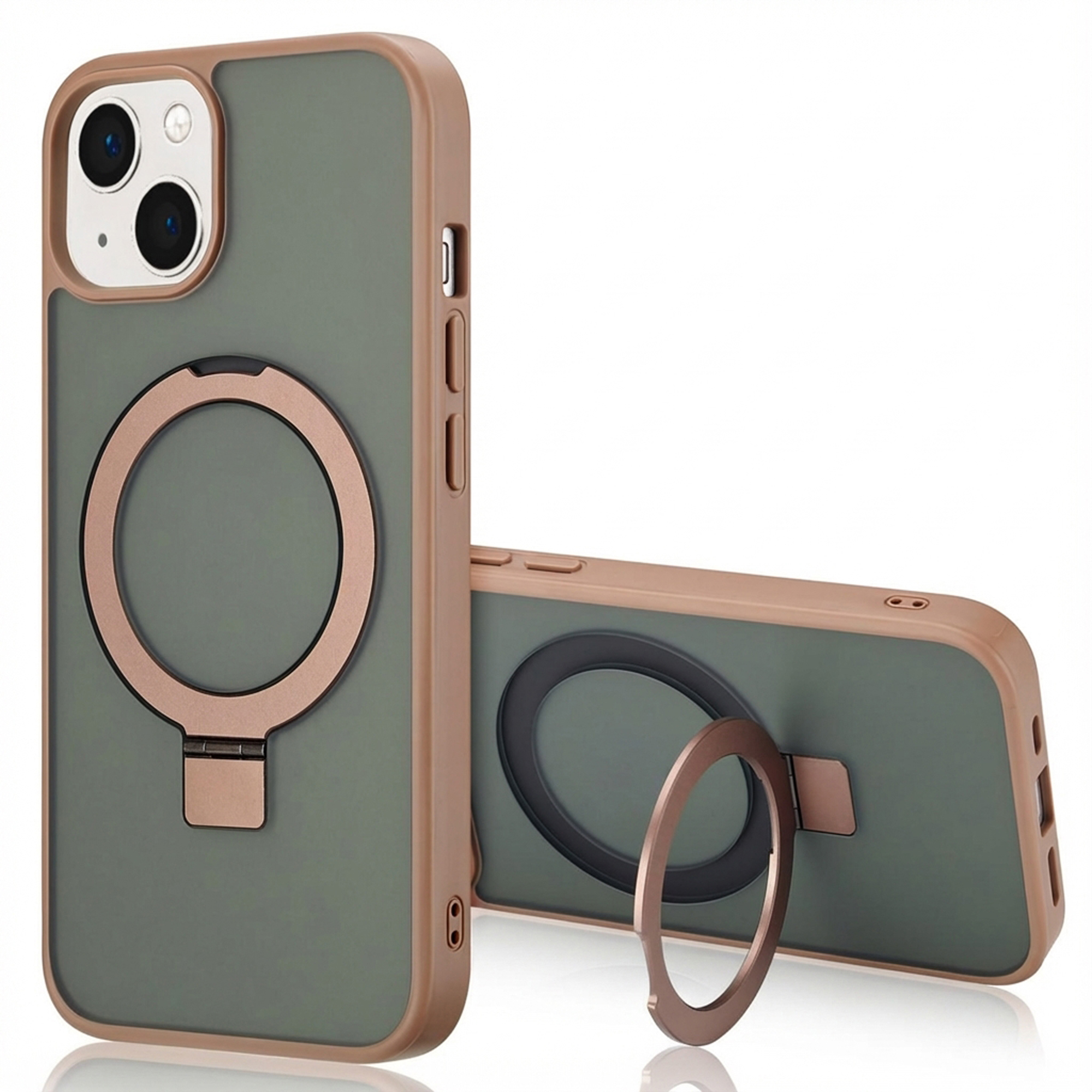 Accezz Coque Ring Stand avec MagSafe Apple iPhone 13 - Marron