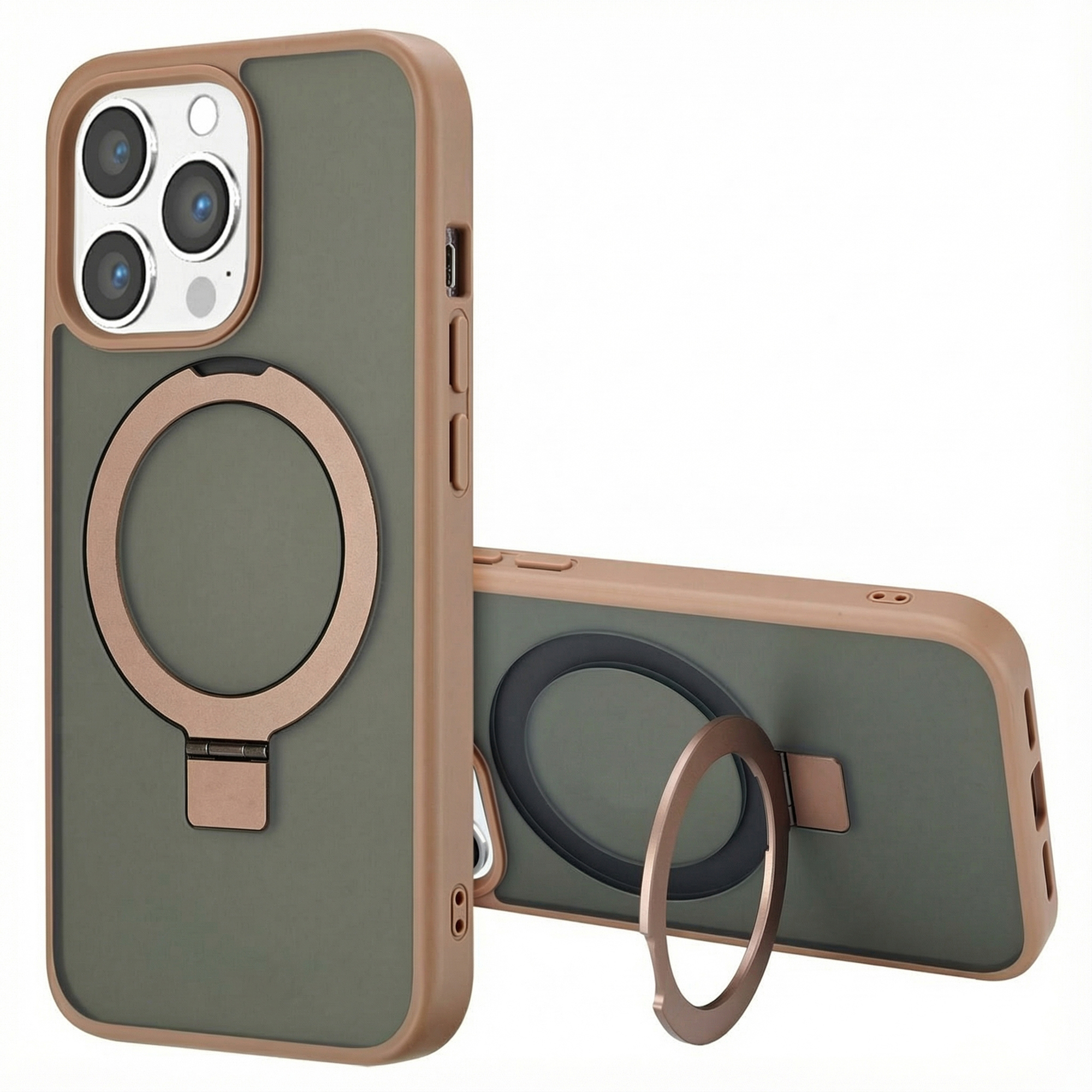Accezz Ring Stand Backcover met MagSafe voor de Apple iPhone 13 Pro - Bruin