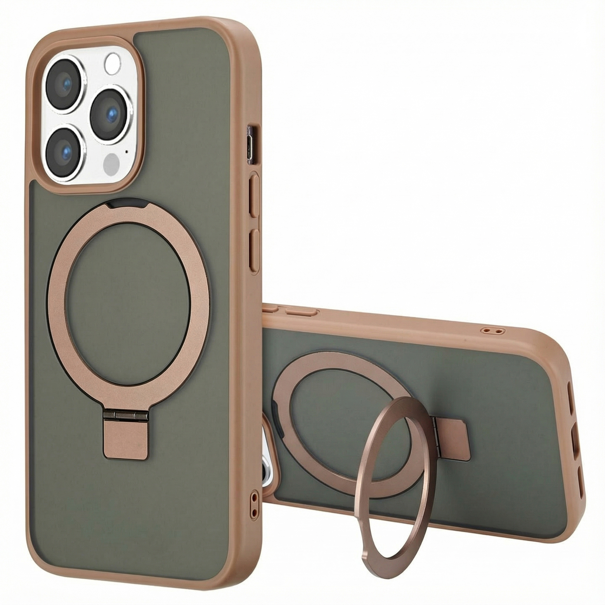 Accezz Coque Ring Stand avec MagSafe Apple iPhone 13 Pro Max - Marron