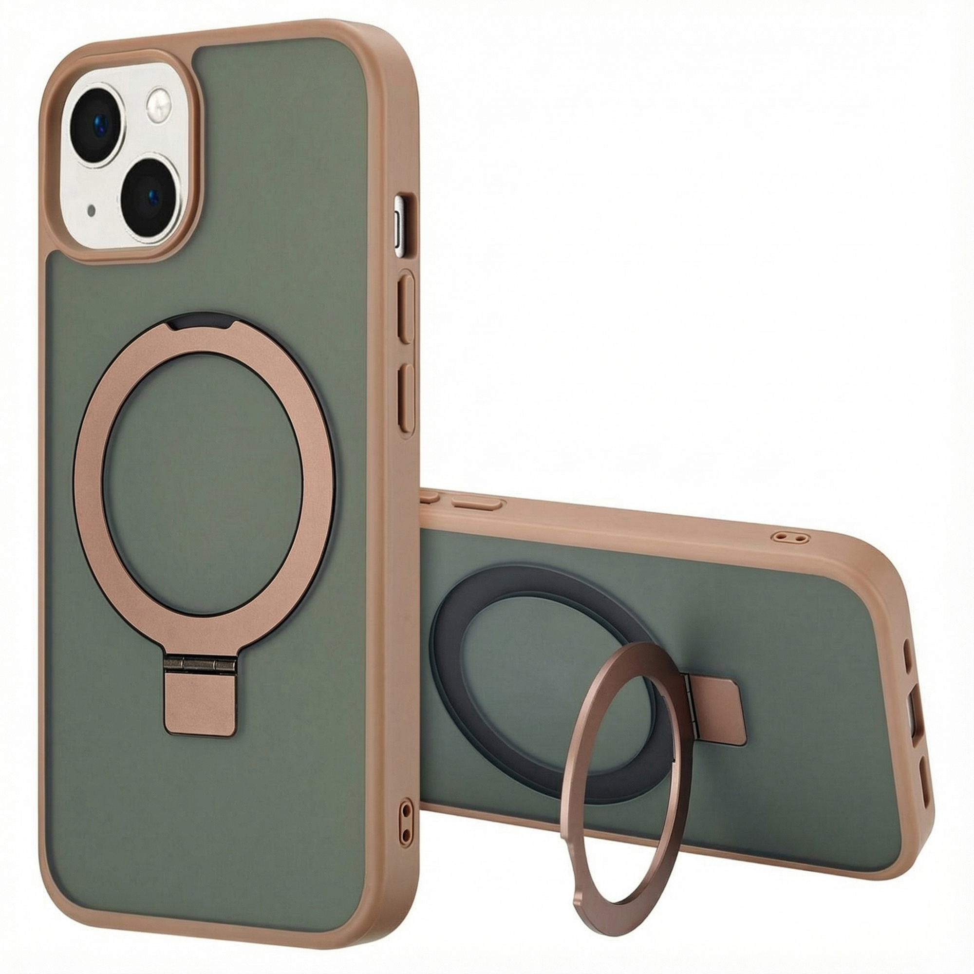 Accezz Coque Ring Stand avec MagSafe Apple iPhone 14 - Marron